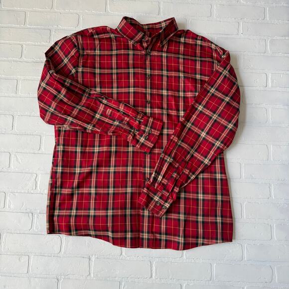 Cabela's Outfitter Series Men's Red Plaid 100% Cotton Long Sleeve XL Tall Shirt - Picture 2 of 7